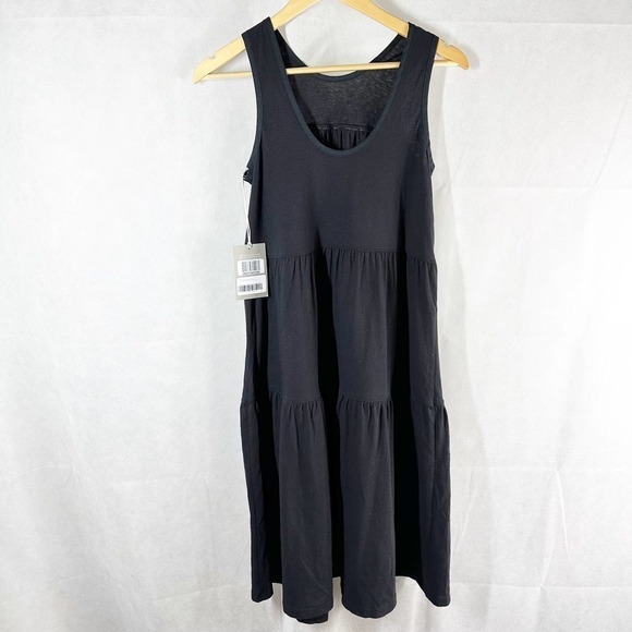 Everlane The Weekend Tiered Black Midi Dress Size XS - Picture 3 of 10